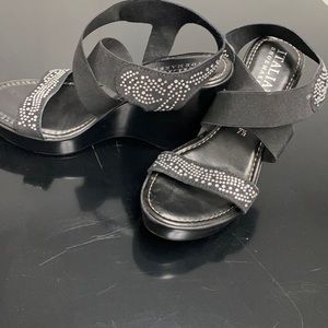 Italian Shoemakers Jeweled Wedge Sandal Heels Size 7 1/2